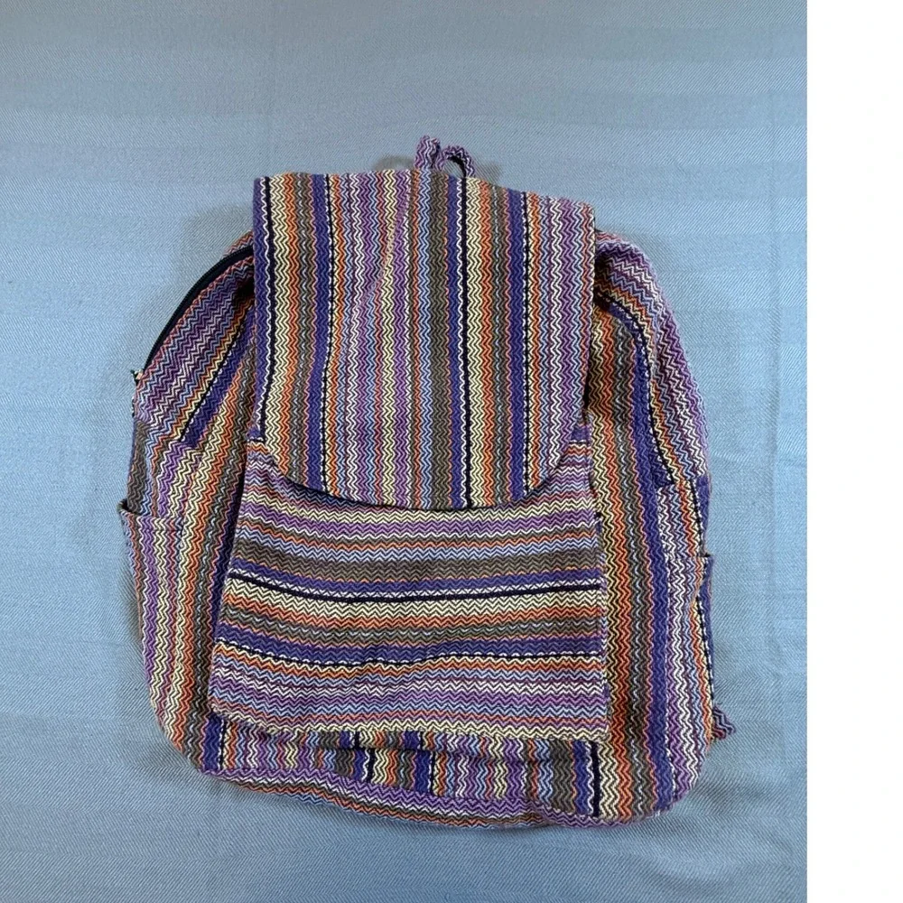 Flying High Footpath Trading Co Cotton Woven Backpack Nepal Boho Chevron 2237